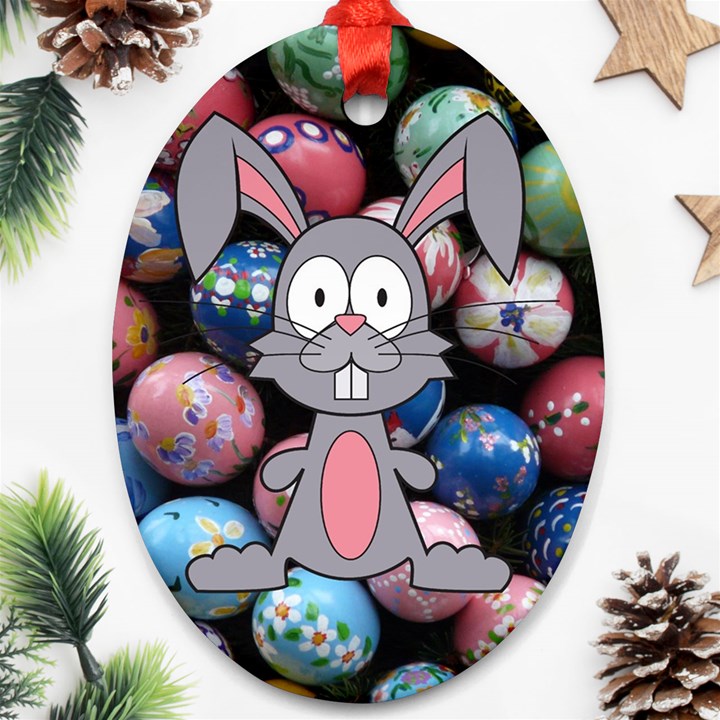 Easter Egg Bunny Treasure Oval Ornament