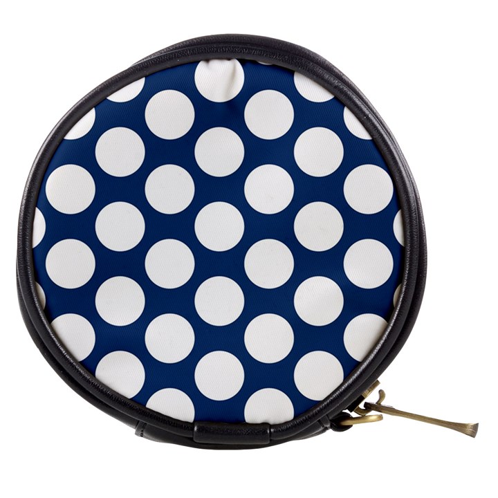 Dark Blue Polkadot Mini Makeup Case