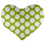 Spring Green Polkadot 19  Premium Heart Shape Cushion Back