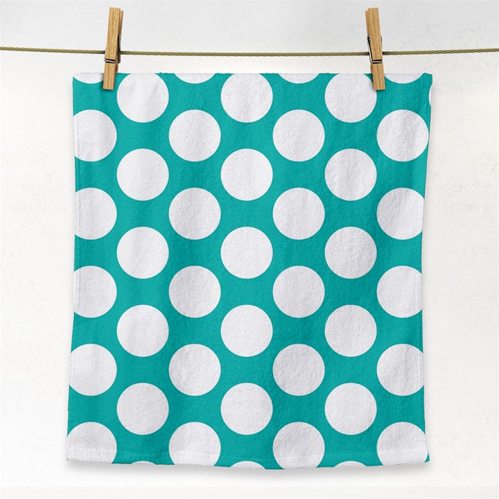 Turquoise Polkadot Pattern Face Towel