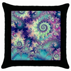 Violet Teal Sea Shells, Abstract Underwater Forest Throw Pillow Case (black) by DianeClancy