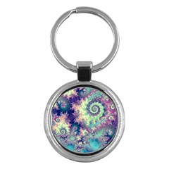 Violet Teal Sea Shells, Abstract Underwater Forest Key Chain (round) by DianeClancy