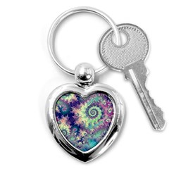 Violet Teal Sea Shells, Abstract Underwater Forest Key Chain (heart) by DianeClancy