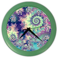 Violet Teal Sea Shells, Abstract Underwater Forest Color Wall Clock by DianeClancy