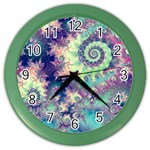 Violet Teal Sea Shells, Abstract Underwater Forest Color Wall Clock Front