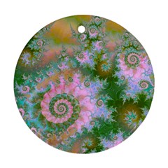 Rose Forest Green, Abstract Swirl Dance Round Ornament (two Sides) by DianeClancy