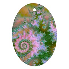 Rose Forest Green, Abstract Swirl Dance Oval Ornament (two Sides) by DianeClancy