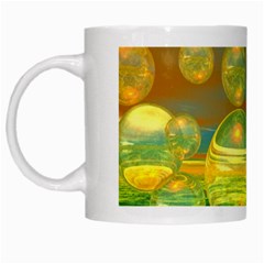 Golden Days, Abstract Yellow Azure Tranquility White Coffee Mug by DianeClancy