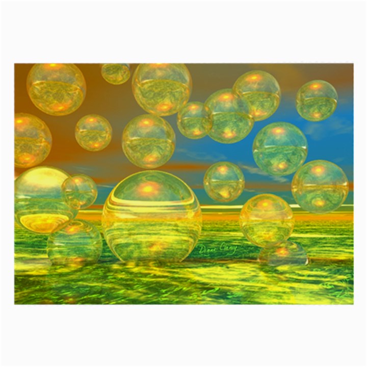 Golden Days, Abstract Yellow Azure Tranquility Glasses Cloth (Large, Two Sided)