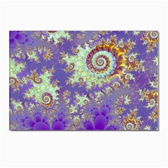 Sea Shell Spiral, Abstract Violet Cyan Stars Postcards 5  X 7  (10 Pack) by DianeClancy