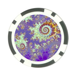 Sea Shell Spiral, Abstract Violet Cyan Stars Poker Chip by DianeClancy