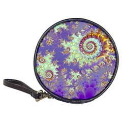 Sea Shell Spiral, Abstract Violet Cyan Stars Cd Wallet by DianeClancy