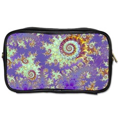 Sea Shell Spiral, Abstract Violet Cyan Stars Travel Toiletry Bag (two Sides) by DianeClancy