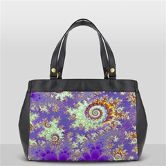 Sea Shell Spiral, Abstract Violet Cyan Stars Oversize Office Handbag (two Sides) by DianeClancy