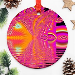 Magenta Boardwalk Carnival, Abstract Ocean Shimmer Round Ornament (two Sides) by DianeClancy