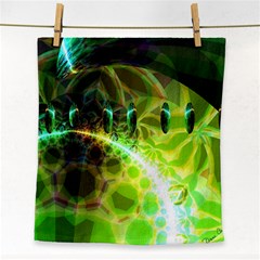 Dawn Of Time, Abstract Lime & Gold Emerge Face Towel by DianeClancy