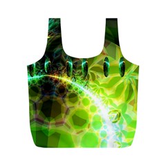 Dawn Of Time, Abstract Lime & Gold Emerge Reusable Bag (m) by DianeClancy