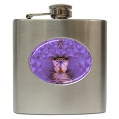 Artsy Purple Awareness Butterfly Hip Flask by FunWithFibro