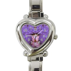 Artsy Purple Awareness Butterfly Heart Italian Charm Watch  by FunWithFibro