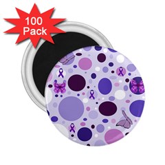 Purple Awareness Dots 2 25  Button Magnet (100 Pack) by FunWithFibro