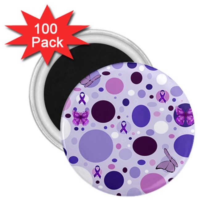 Purple Awareness Dots 2.25  Button Magnet (100 pack)