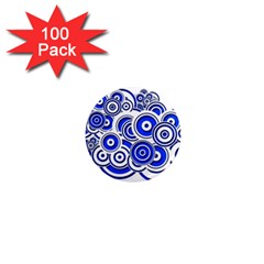 Trippy Blue Swirls 1  Mini Button Magnet (100 Pack) by StuffOrSomething