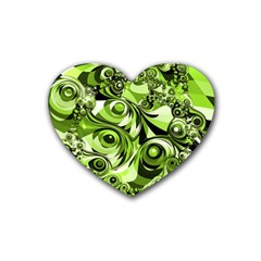 Retro Green Abstract Drink Coasters (heart) by StuffOrSomething