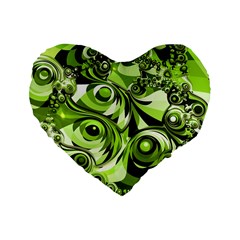 Retro Green Abstract 16  Premium Heart Shape Cushion  by StuffOrSomething