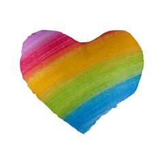 Acrylic Rainbow 16  Premium Heart Shape Cushion  by StuffOrSomething