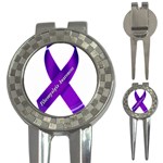 Fibro Awareness Ribbon Golf Pitchfork & Ball Marker Front