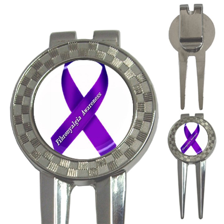 Fibro Awareness Ribbon Golf Pitchfork & Ball Marker