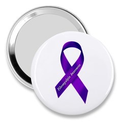 Fibro Awareness Ribbon 3  Handbag Mirror by FunWithFibro