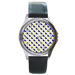 Pattern Round Leather Watch (silver Rim) by Siebenhuehner