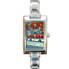 Double Decker Bus   Ave Hurley   Rectangular Italian Charm Watch by ArtRave2