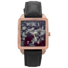 Through The Evening Clouds Rose Gold Leather Watch  by ArtRave2