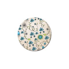 Whimsical Flowers Blue Golf Ball Marker by Zandiepants