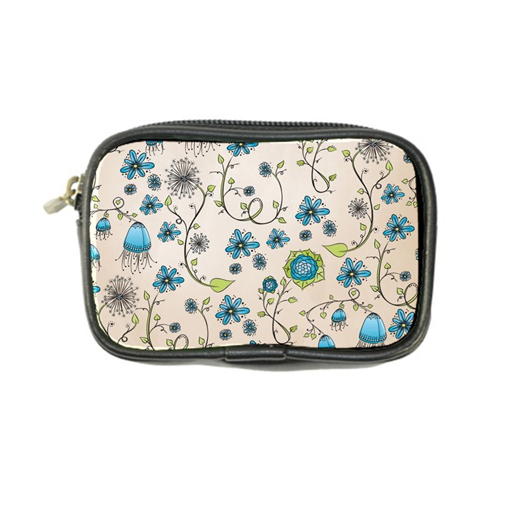 Whimsical Flowers Blue Coin Purse