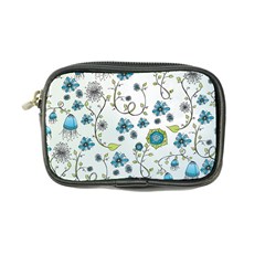 Blue Whimsical Flowers  On Blue Coin Purse by Zandiepants