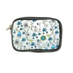 Blue Whimsical Flowers  on blue Coin Purse Front