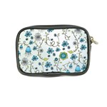 Blue Whimsical Flowers  on blue Coin Purse Back