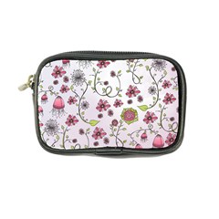 Pink Whimsical Flowers On Pink Coin Purse by Zandiepants