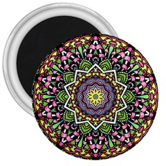 Psychedelic Leaves Mandala 3  Button Magnet by Zandiepants