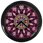 Purple Flower Wall Clock (Black) Front