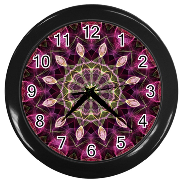 Purple Flower Wall Clock (Black)