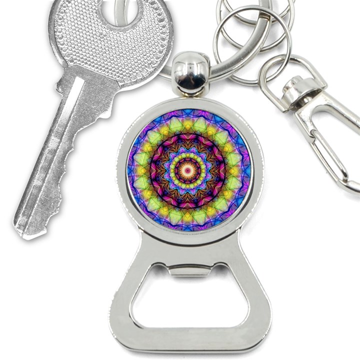 Rainbow Glass Bottle Opener Key Chain