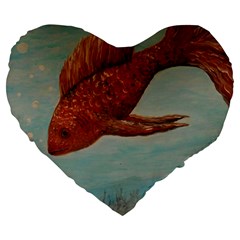 Gold Fish 19  Premium Heart Shape Cushion by rokinronda