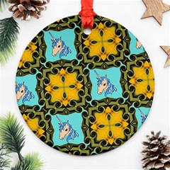 Orange Unicorn Round Ornament (two Sides) by Rbrendes