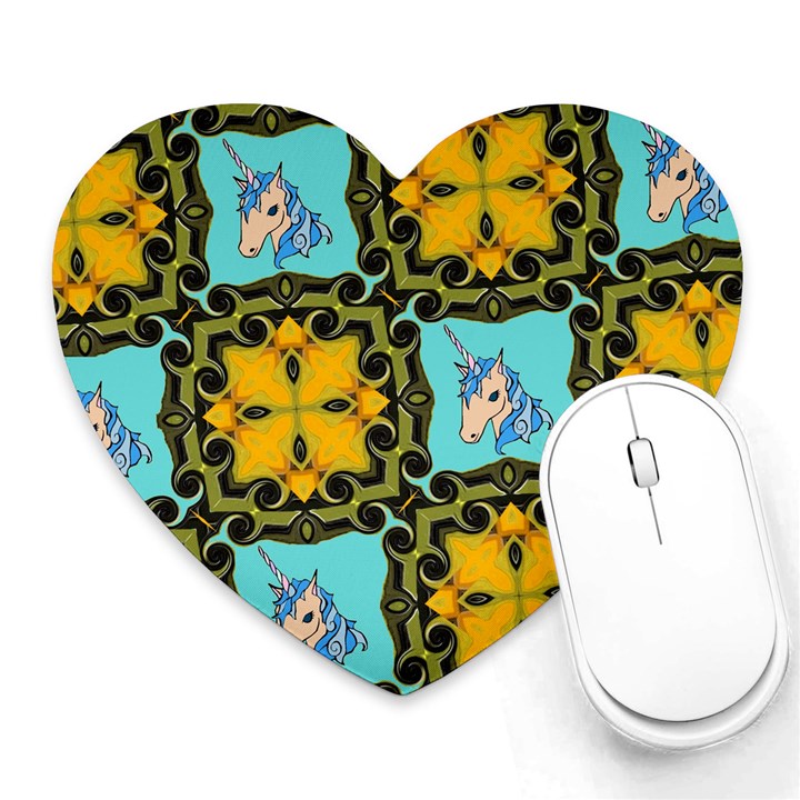 Orange Unicorn Mouse Pad (Heart)