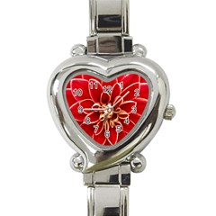 Red Dahila Heart Italian Charm Watch  by Colorfulart23