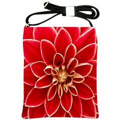 Red Dahila Shoulder Sling Bag by Colorfulart23